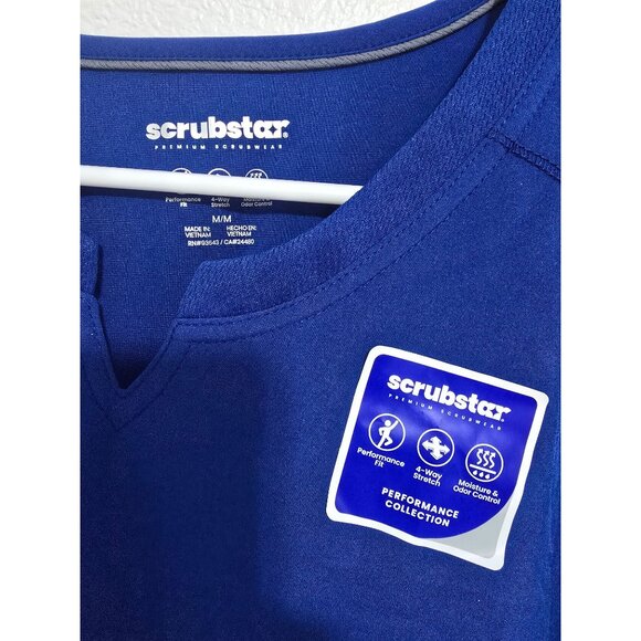 Scrubstar Women's Performance Notch Neck Top in Electric Blue Size Medium - Picture 9 of 11